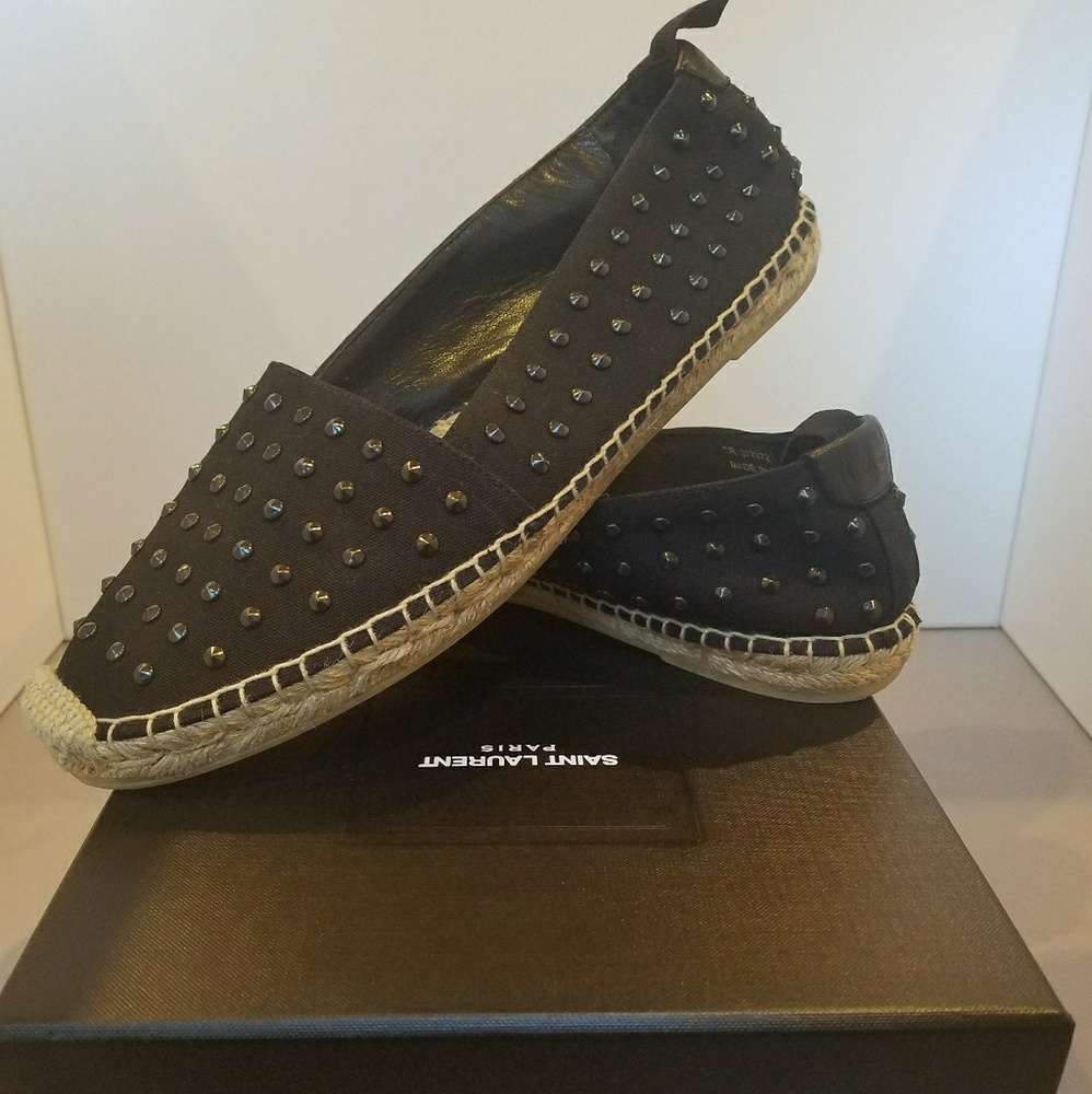 Saint Laurent Studded Espadrille Flat